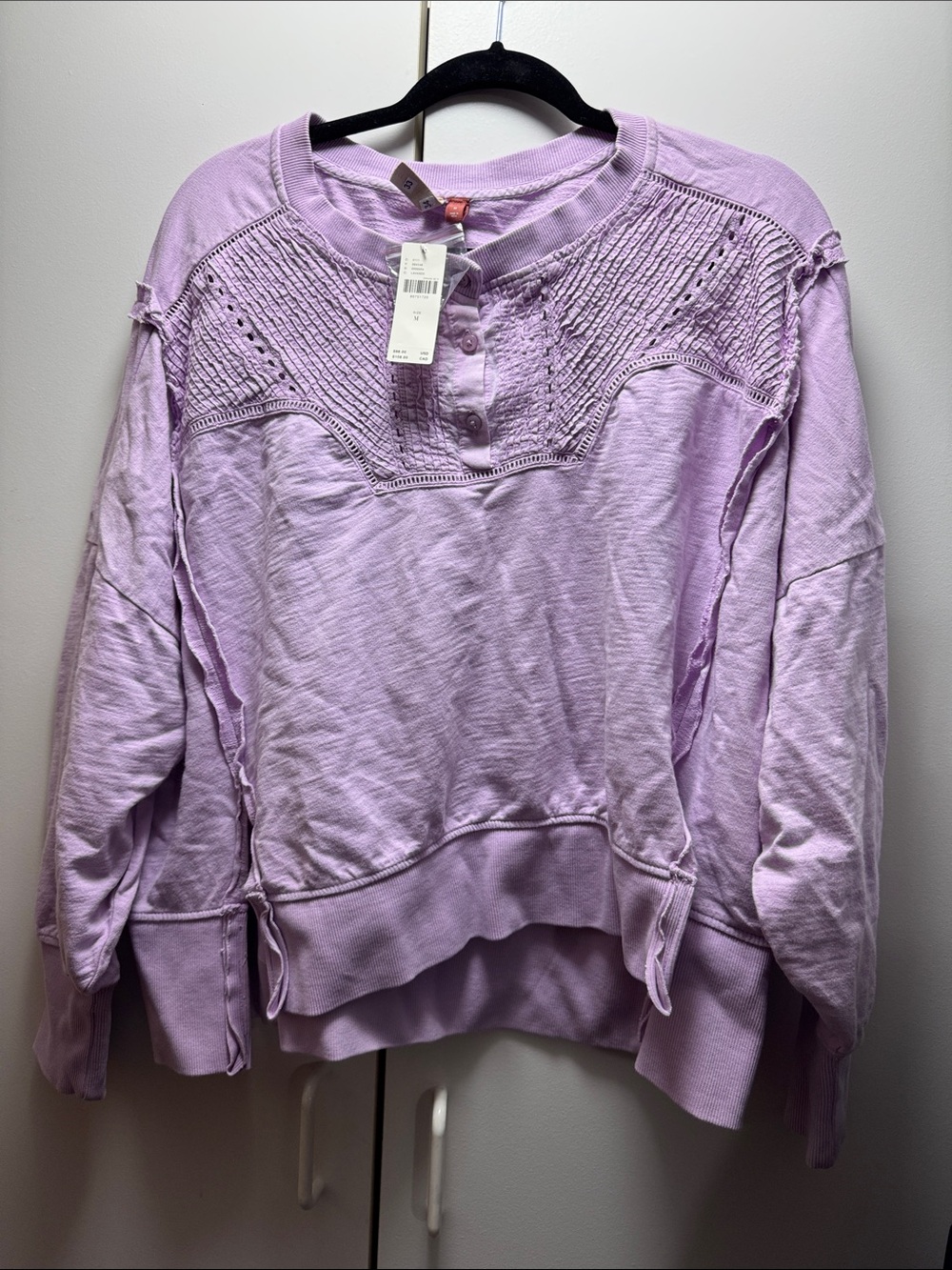 Pilcro Lilac Knit Henley Pullover Sweatshirt